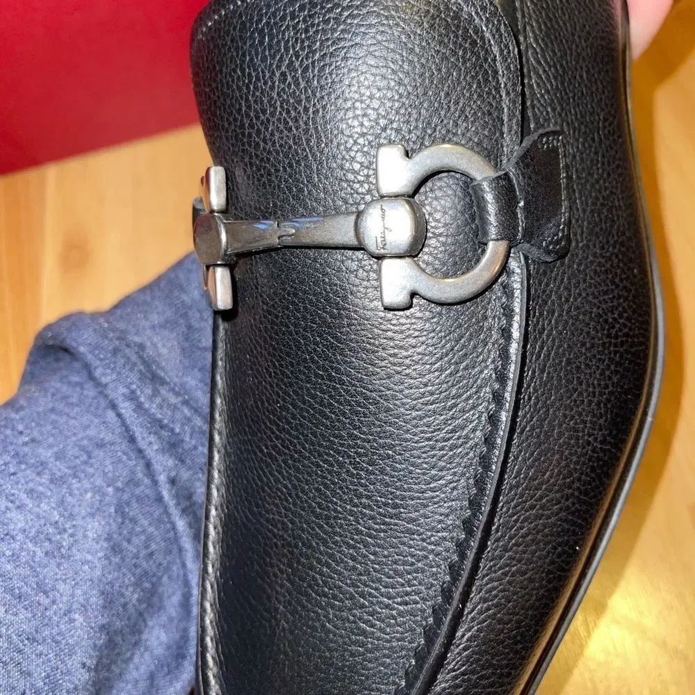 Mens Black Leather FERRAGAMO Loafers Mens Black Leather FERRAGAMO Loafers